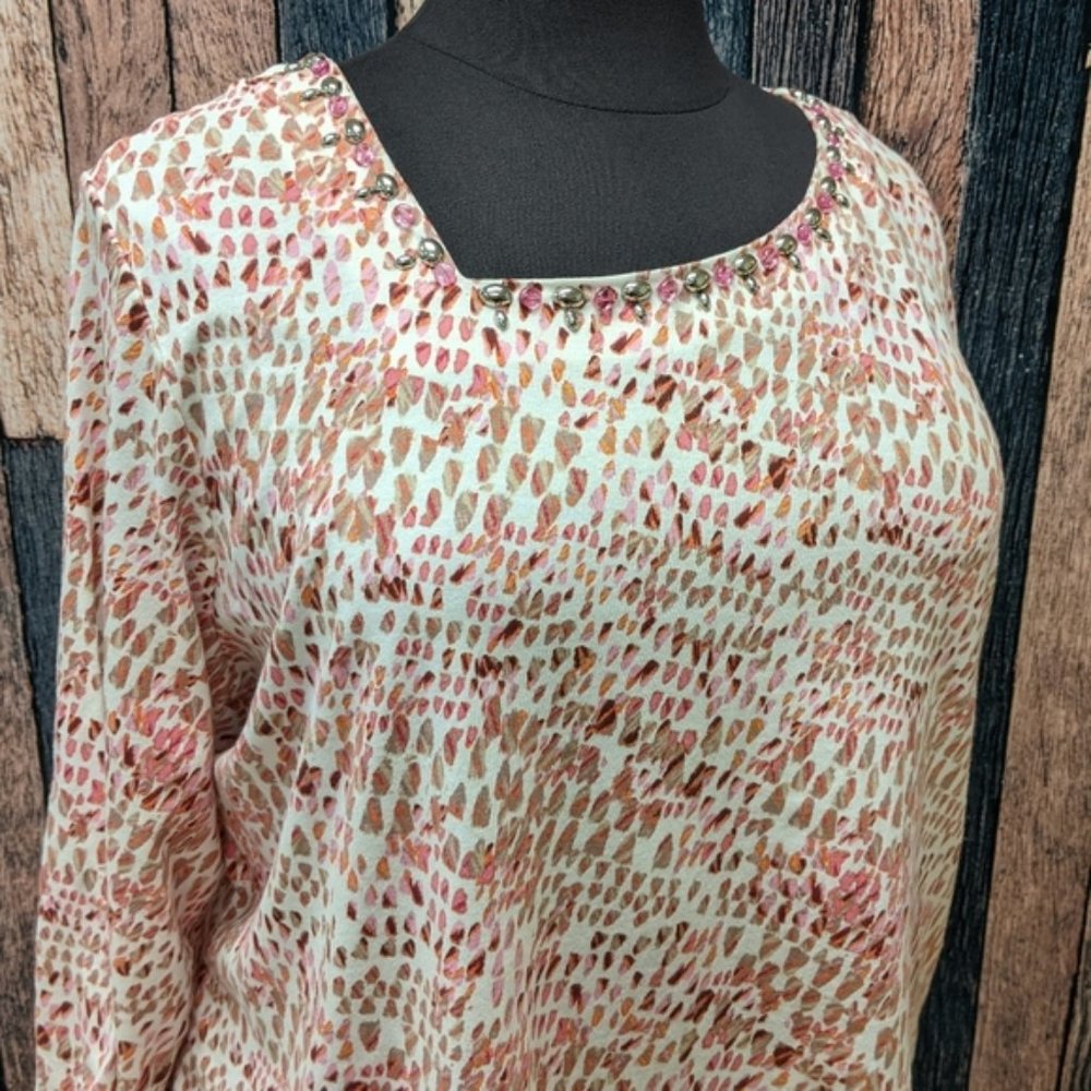 Pink Beaded Collar Blouse